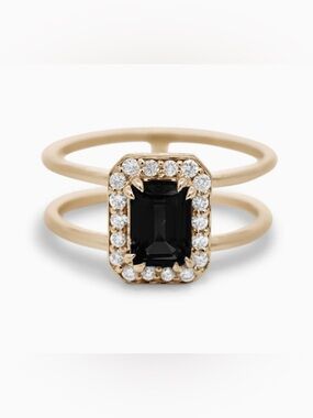 Anna Sheffield Attelage halo ring with black diamond and pave